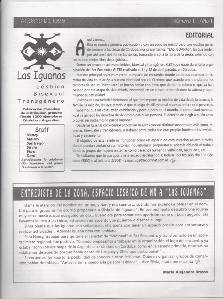 Lee más sobre el artículo Revista Las Iguanas, N°1