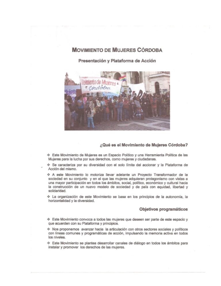 Lee más sobre el artículo Presentación plataforma de acción del Movimiento de Mujeres Córdoba