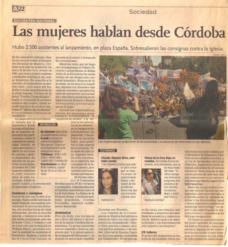Lee más sobre el artículo Las mujeres hablan desde Córdoba