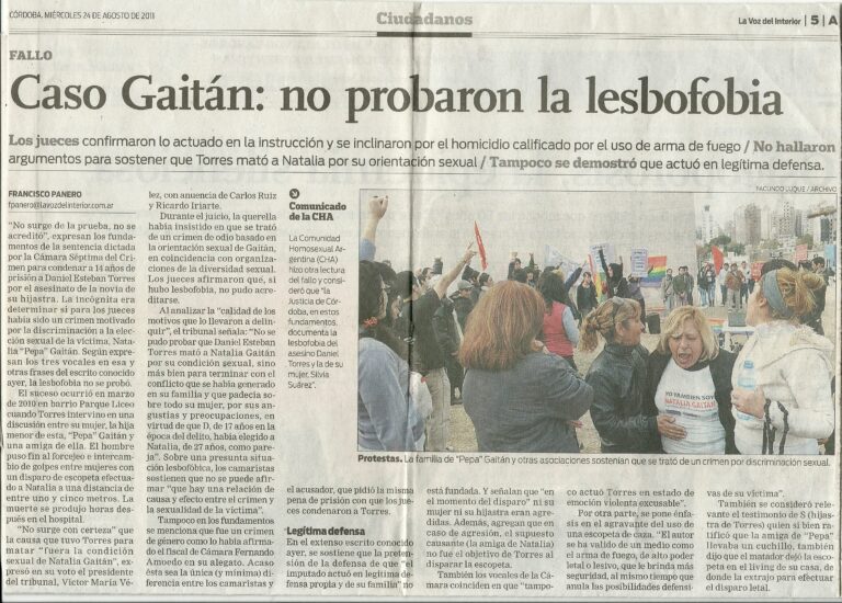 Lee más sobre el artículo Caso Gaitán: no probaron la lesbofobia